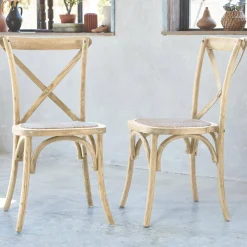 Vintage rubberhouten bistrostoelen (set van 2)
