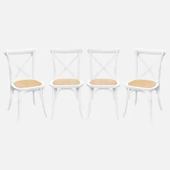 Vintage rubberhouten bistrostoelen (set van 4)