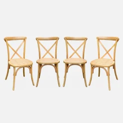 Vintage rubberhouten bistrostoelen (set van 4)