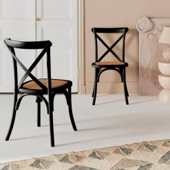 Vintage rubberhouten bistrostoelen (set van 2)