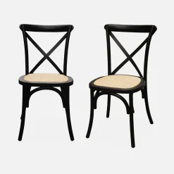 Vintage rubberhouten bistrostoelen (set van 2)