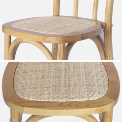 Vintage rubberhouten en rotan stoelen (set van 2)
