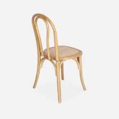 Vintage rubberhouten en rotan stoelen (set van 2)
