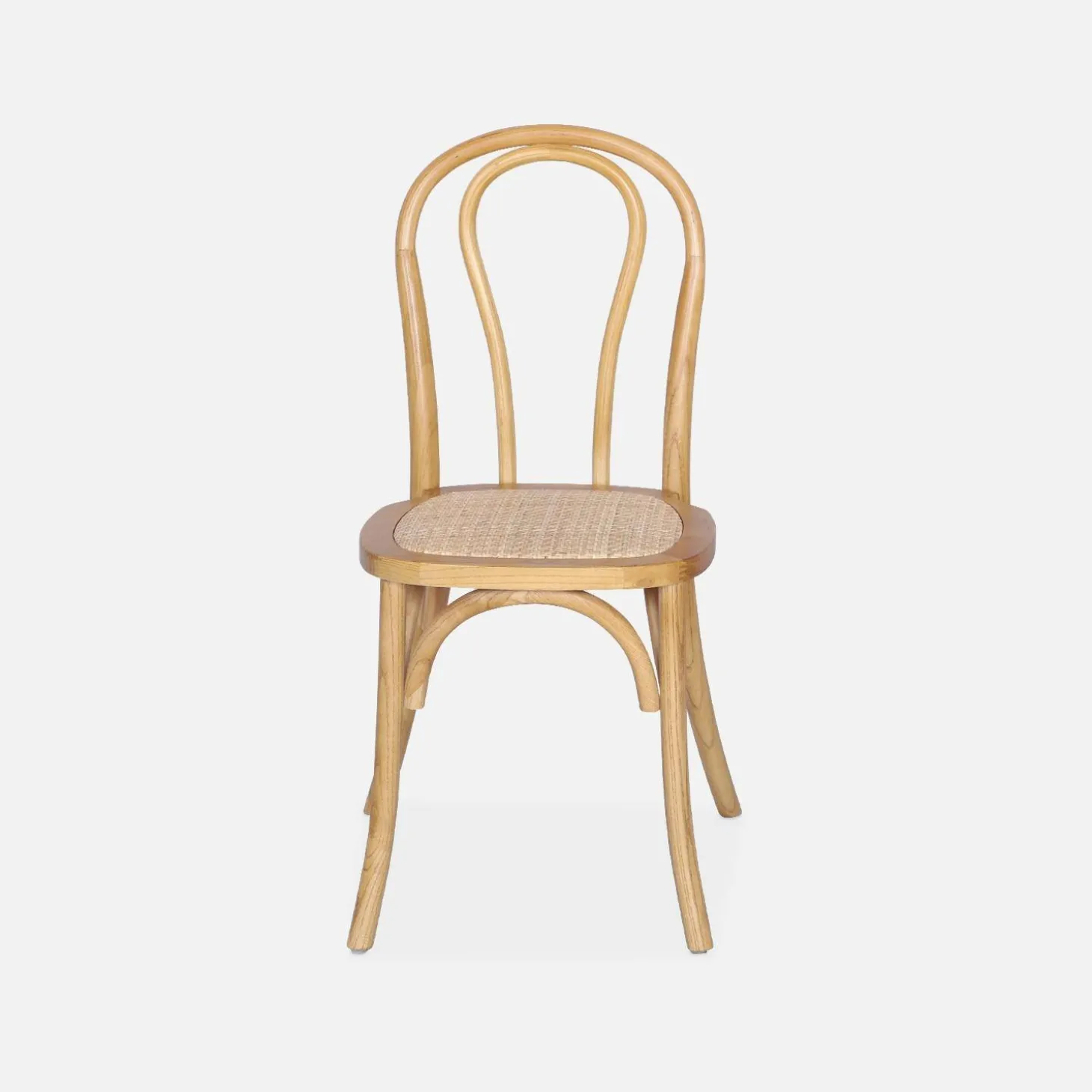 Vintage rubberhouten en rotan stoelen (set van 2)