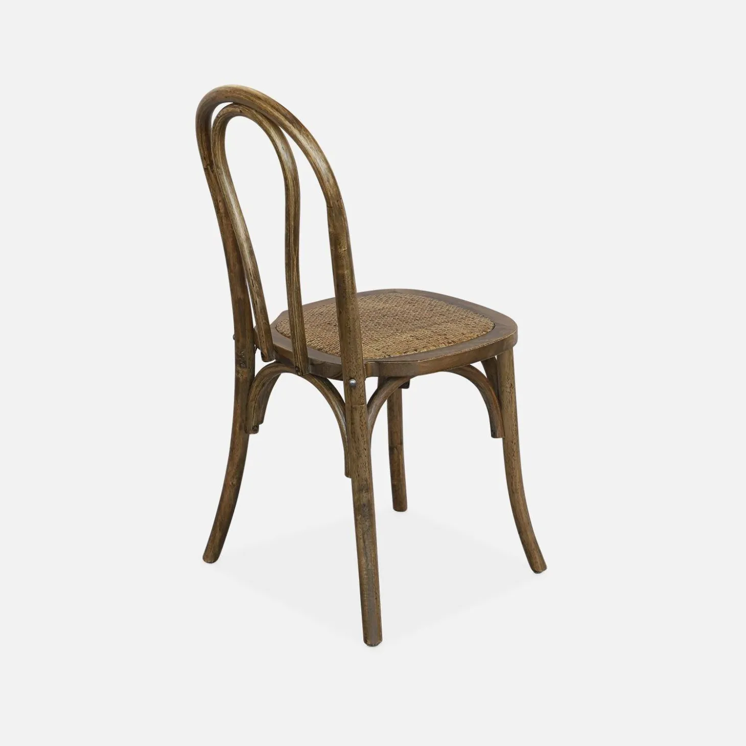 Vintage rubberhouten en rotan stoelen (set van 2)