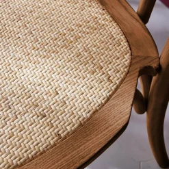 Vintage rubberhouten en rotan stoelen (set van 2)
