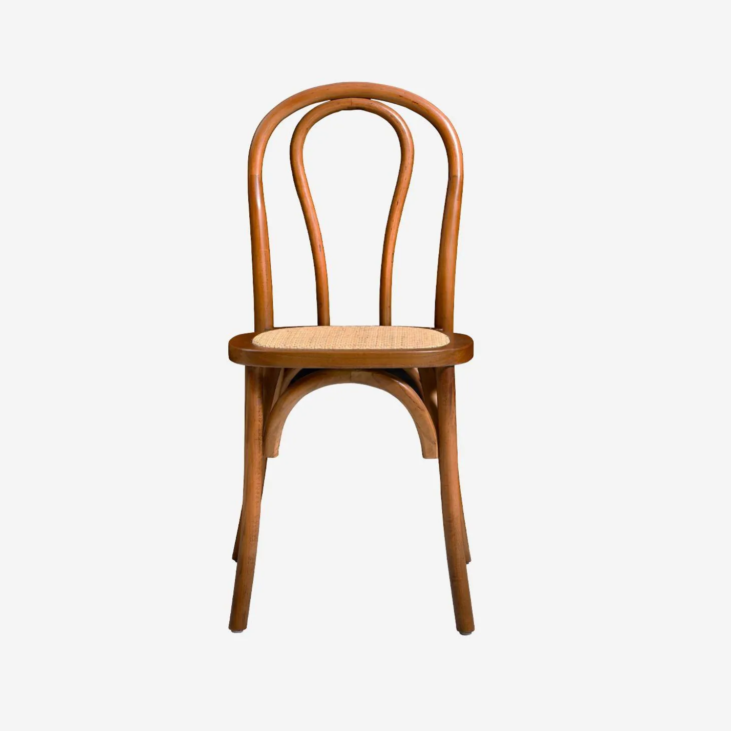 Vintage rubberhouten en rotan stoelen (set van 2)