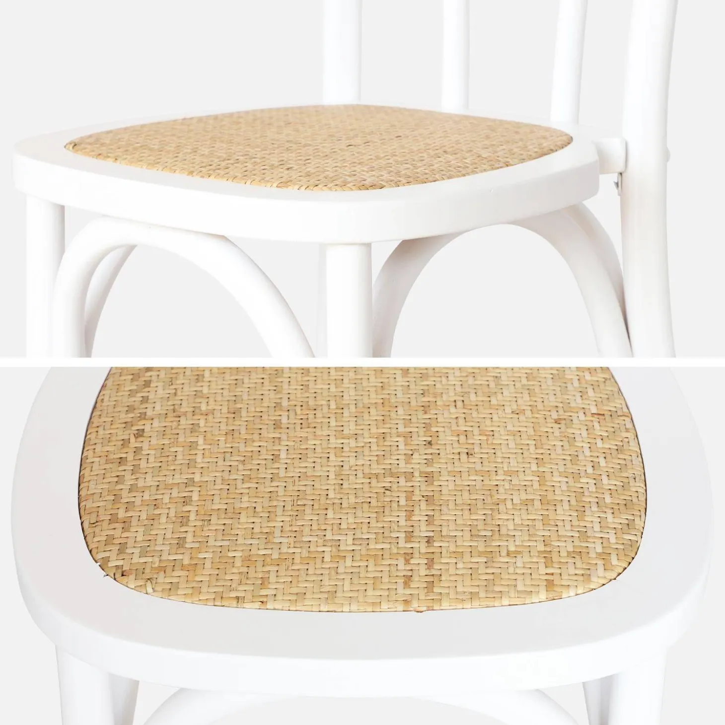Vintage rubberhouten en rotan stoelen (set van 2)