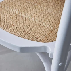 Vintage rubberhouten en rotan stoelen (set van 2)