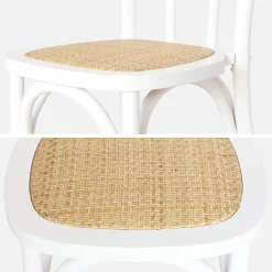 Vintage rubberhouten en rotan stoelen (set van 4)