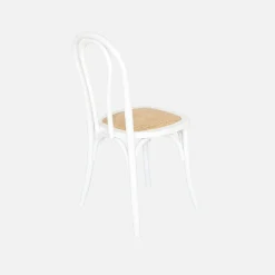 Vintage rubberhouten en rotan stoelen (set van 4)