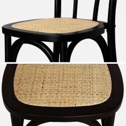 Vintage rubberhouten en rotan stoelen (set van 2)