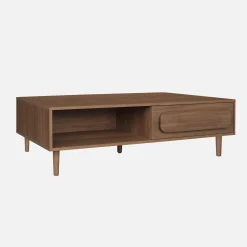 Vintage salontafel houtdecor 1 lade 2 vakken