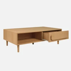 Vintage salontafel houtdecor 1 lade 2 vakken