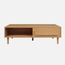 Vintage salontafel houtdecor 1 lade 2 vakken