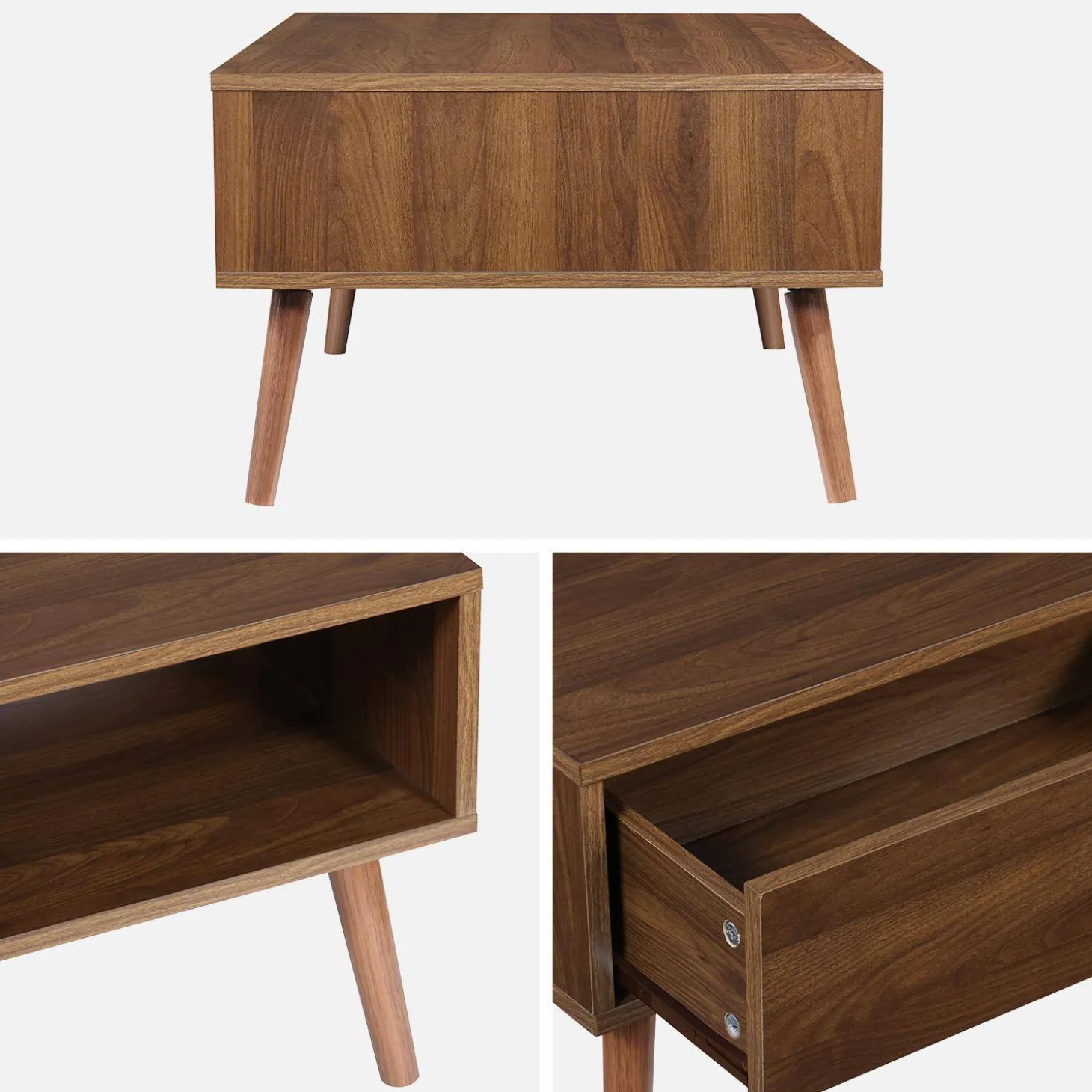Vintage salontafel in walnootkleurig hout