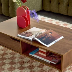 Vintage salontafel in walnootkleurig hout