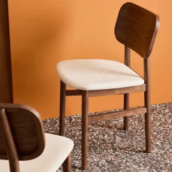 Vintage stoelen rubberhout en stof (set van 2)