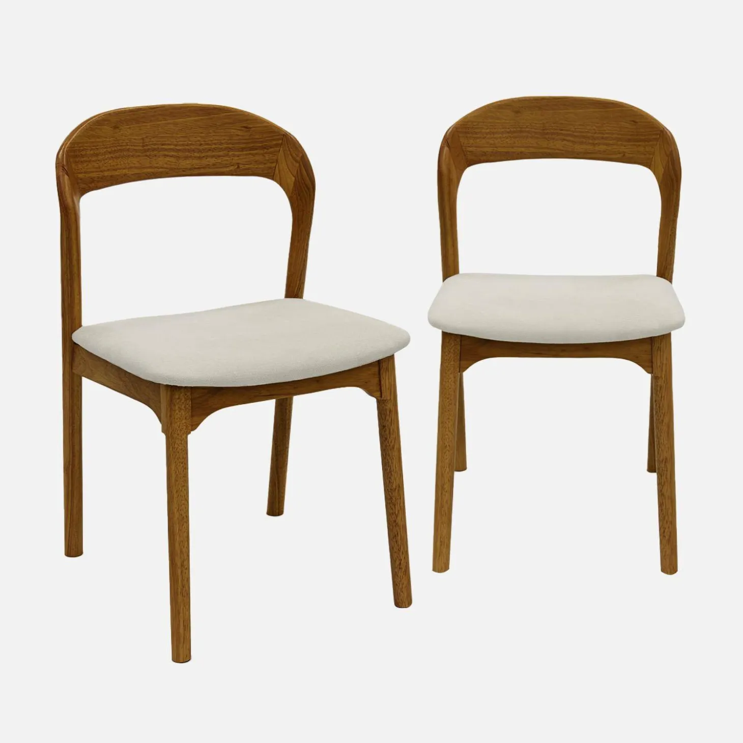 Vintage stoelen van rubberhout en stof (set van 2)