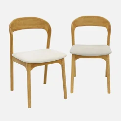 Vintage stoelen van rubberhout en stof (set van 2)