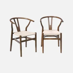 Vintage stoel van beukenhout en touw (set van 2)