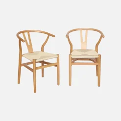 Vintage stoel van beukenhout en touw (set van 2)