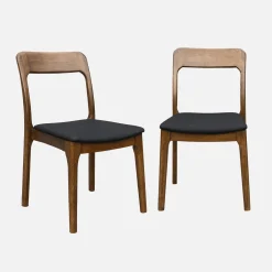 Vintage stoel van heveahout en stof (set van 2)