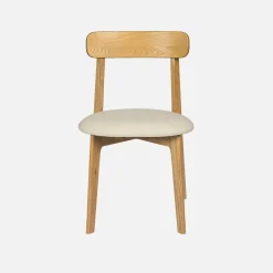 Vintage stoel van rubberhout en kunstleer (set van 2)
