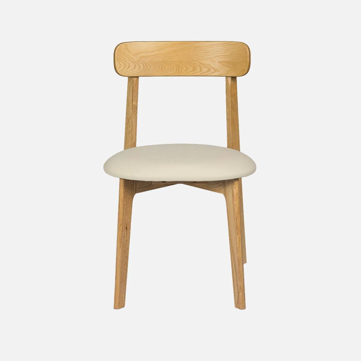 Vintage stoel van rubberhout en kunstleer (set van 2)