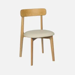 Vintage stoel van rubberhout en kunstleer (set van 2)