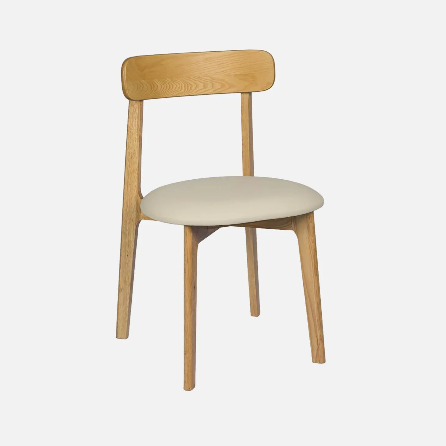 Vintage stoel van rubberhout en kunstleer (set van 2)
