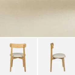 Vintage stoel van rubberhout en kunstleer (set van 2)