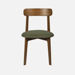 Vintage stoel van walnootkleurig rubberhout en getextureerde stof (set van 2)