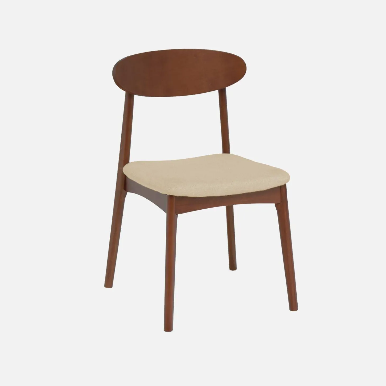 Vintage stoel van walnootkleurig rubberhout en stof (set van 2)