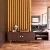 Vintage tv-meubel met 2 deuren houtdecor en roestvrij staal 180cm