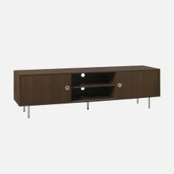 Vintage tv-meubel met 2 deuren houtdecor en roestvrij staal 180cm