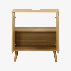Vintage wastafelonderkast met houtdecor