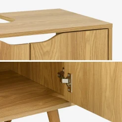 Vintage wastafelonderkast met houtdecor