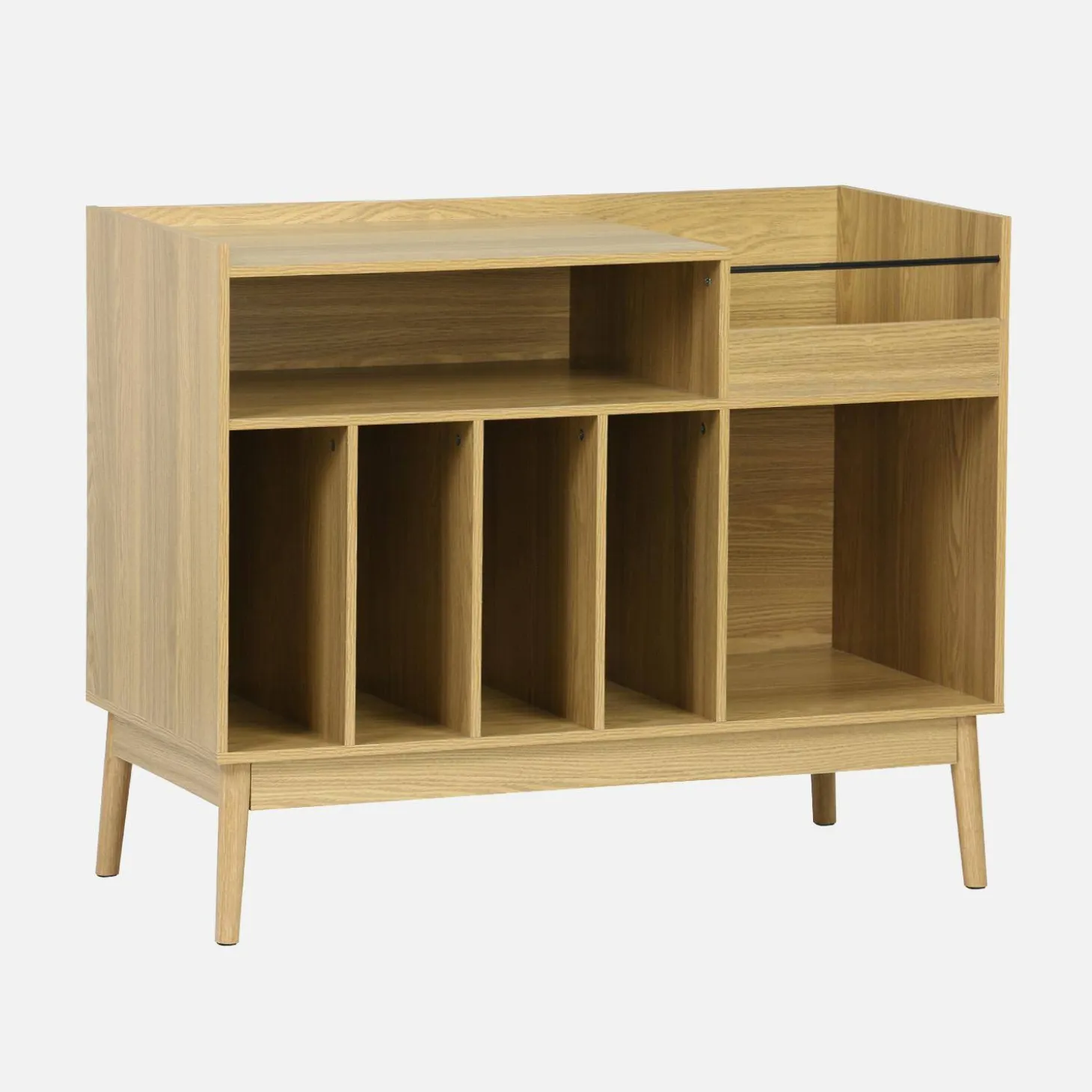 Vinyl opbergmeubel met houtdecor