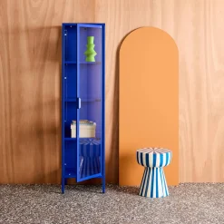 Vitrinekast gehard glas en staal 1 deur 160cm