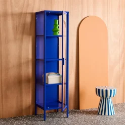 Vitrinekast gehard glas en staal 1 deur 160cm