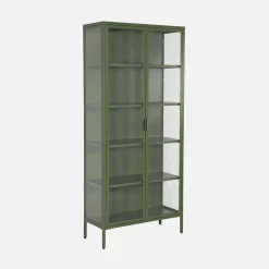 Vitrinekast gehard glas en staal 2 deuren 180cm