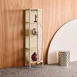 Vitrinekast gehard glas en staal 1 deur 160cm