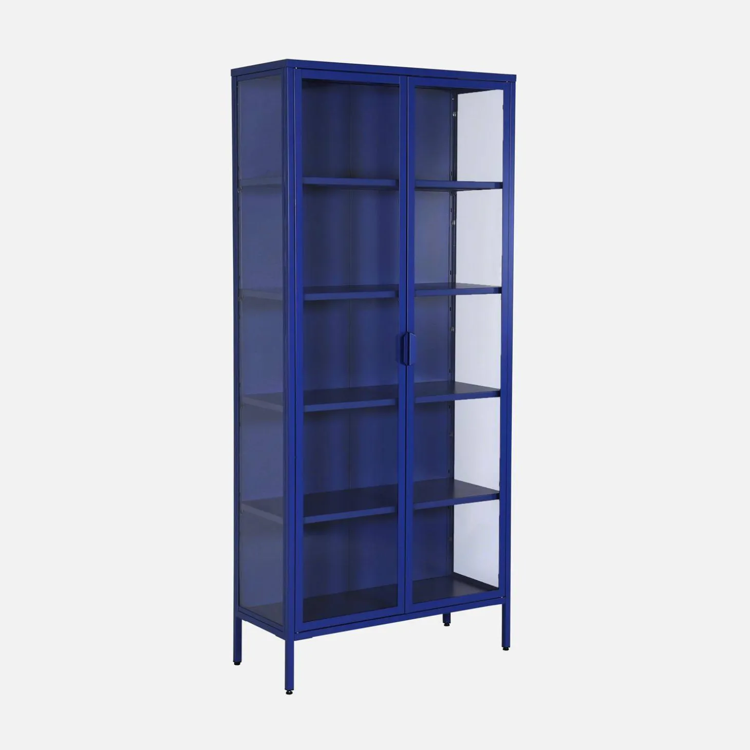 Vitrinekast gehard glas en staal 2 deuren 180cm
