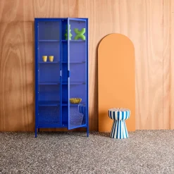 Vitrinekast gehard glas en staal 2 deuren 180cm