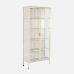 Vitrinekast gehard glas en staal 2 deuren 180cm