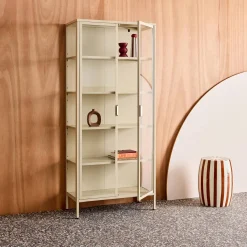 Vitrinekast gehard glas en staal 2 deuren 180cm