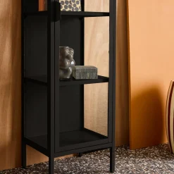 Vitrinekast gehard glas en staal 1 deur 160cm