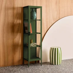 Vitrinekast gehard glas en staal 1 deur 160cm