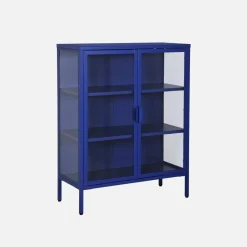 Vitrinekastje gehard glas en staal 2 deuren 80cm